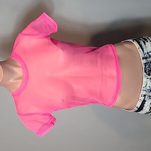 Emma & Sam Hot Pink Sheer Mesh Top XS New